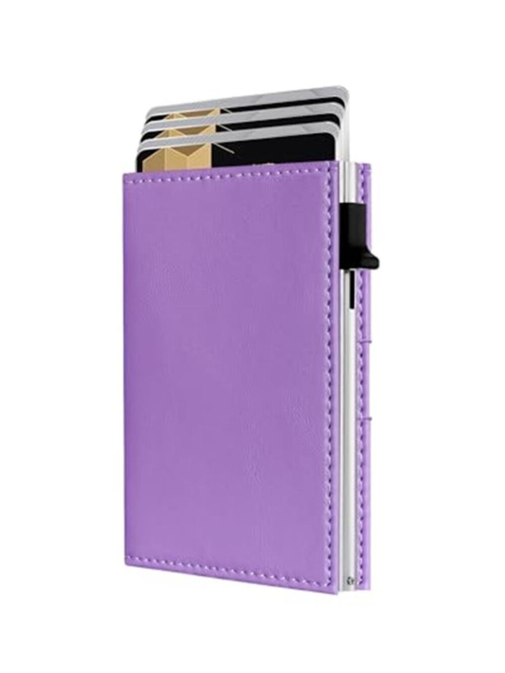 Genuine Leather RFID Card Holder Wallet Slim Aluminum Credit Card Case Women
